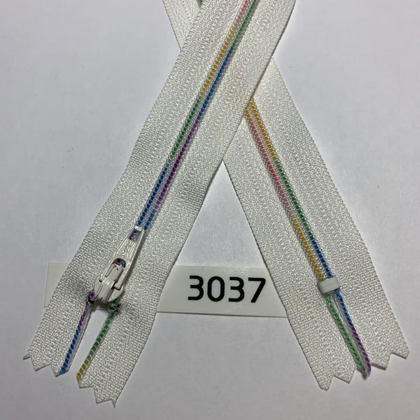 YKK-03037 Rainbow Coil on White